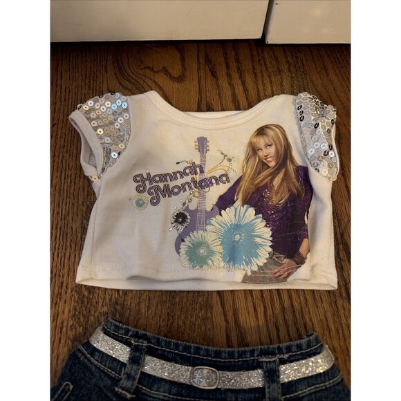 Build A Bear Hannah Montana Guitar Flower Sequin Top Denim Skirt - Picture 3 of 4
